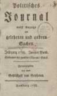 Politisches Journal nebst Anzeige von gelehrten und andern Sachen. Bd. 2.