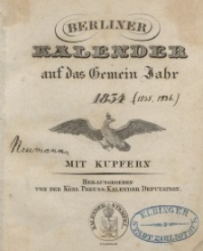 Berliner Kalender auf das Gemein-Jahr 1834