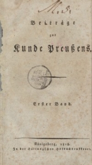 Beiträge zur Kunde Preußens. Bd. 1