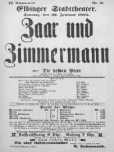 Zaar und Zimmermann oder: Die beiden Peter - Albert Lortzing