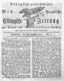 Elbingsche Zeitung, No. 3 Donnerstag, 9 Januar 1800