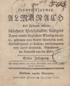 Ein feyner keyner Almanach, 1777