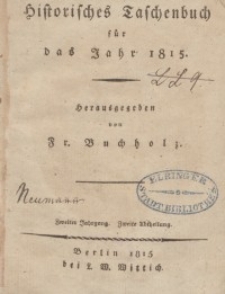 Historisches Taschenbuch für das Jahr, 1815, T. 3.