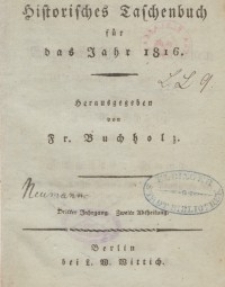 Historisches Taschenbuch für das Jahr, 1816, T. 5.