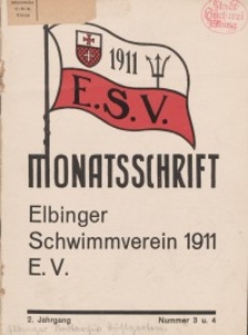 Monattschrift. Elbinger Schwimmverein Jg. 2, 1933, nr 3-4