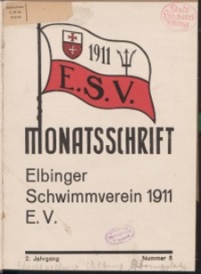 Monattschrift. Elbinger Schwimmverein Jg. 2, 1933, nr 5