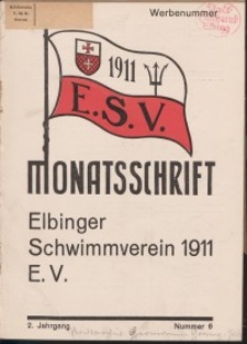 Monattschrift. Elbinger Schwimmverein Jg. 2, 1933, nr 6
