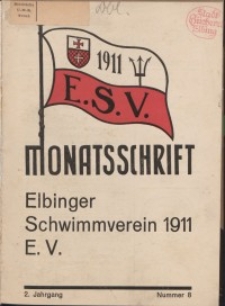 Monattschrift. Elbinger Schwimmverein Jg. 2, 1933, nr 8