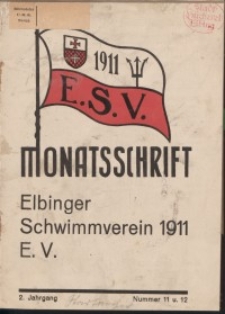 Monattschrift. Elbinger Schwimmverein Jg. 2, 1933, nr 11-12