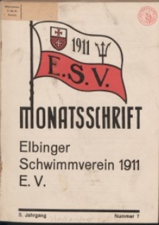 Monattschrift. Elbinger Schwimmverein Jg. 3, 1934, nr 7