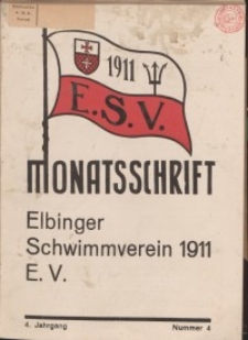 Monattschrift. Elbinger Schwimmverein Jg. 4, 1935, nr 4