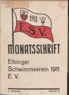 Monattschrift. Elbinger Schwimmverein Jg. 4, 1935, nr 8