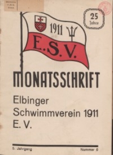 Monattschrift. Elbinger Schwimmverein Jg. 5, 1936, nr 6