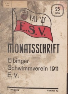Monattschrift. Elbinger Schwimmverein Jg. 5, 1936, nr 10