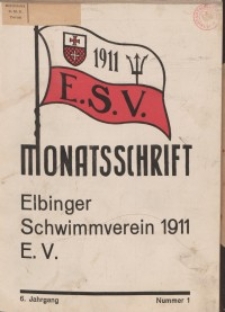 Monattschrift. Elbinger Schwimmverein Jg. 6, 1937, nr 1
