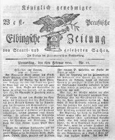 Elbingsche Zeitung, No. 11 Donnerstag, 6 Februar 1800