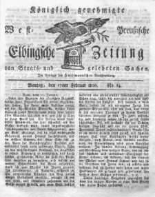 Elbingsche Zeitung, No. 14 Montag, 17 Februar 1800