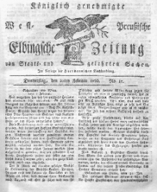 Elbingsche Zeitung, No. 15 Donnerstag, 20 Februar 1800