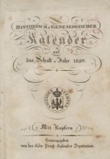 Historisch-genealogischer Kalender, 1820