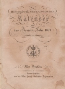 Historisch-genealogischer Kalender, 1821