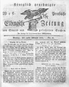 Elbingsche Zeitung, No. 16 Montag, 24 Februar 1800