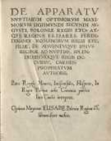De apparatu nuptiarum Optimorum Maximorum Sigismundi Secundi Augusti Poloniae regis [...] carmen