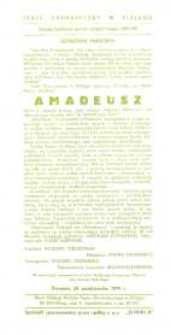 Amadeusz - ulotka zwiastująca spektakl