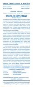Opera za trzy grosze – ulotka zwiastująca spektakl