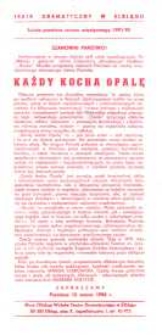 Każdy kocha Opalę – ulotka zwiastująca spektakl