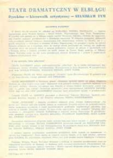 Elbląska Wiosna Teatralna - ulotka zwiastująca spektakle