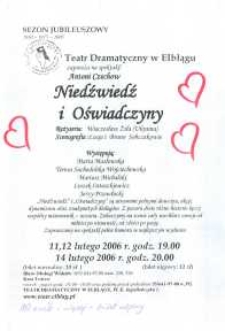 Niedźwiedź i Oświadczyny – afisz zwiastujący spektakle teatralne
