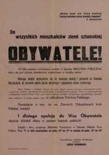 Do wszystkich mieszkańców ziemi sztumskiej – afisz