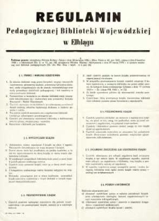 Regulamin Pedagogicznej Biblioteki Wojewódzkiej w Elblągu – afisz