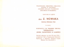 Wykład Zbigniewa Nowaka - zaproszenie