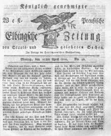 Elbingsche Zeitung, No. 32 Montag, 21 April 1800