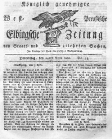 Elbingsche Zeitung, No. 33 Donnerstag, 24 April 1800