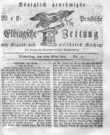 Elbingsche Zeitung, No. 37 Donnerstag, 8 Mai 1800
