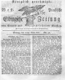 Elbingsche Zeitung, No. 38 Montag, 12 Mai 1800