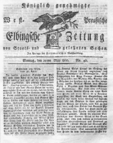 Elbingsche Zeitung, No. 40 Montag, 19 Mai 1800