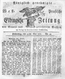 Elbingsche Zeitung, No. 43 Donnerstag, 29 Mai 1800