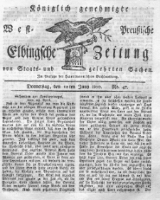 Elbingsche Zeitung, No. 47 Donnerstag, 12 Juni 1800