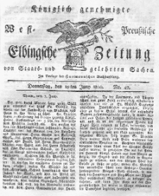 Elbingsche Zeitung, No. 49 Donnerstag, 19 Juni 1800