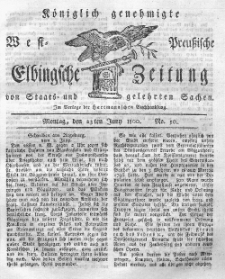 Elbingsche Zeitung, No. 50 Montag, 23 Juni 1800