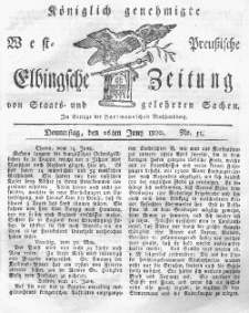 Elbingsche Zeitung, No. 51 Donnerstag, 26 Juni 1800