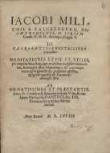 Jacobi Milichii a Falckenburg ... De sacrosanctis Pentecostes solennibus meditationes et piae et utiles, pro temporis huius statu, Quo terribilium Eclipsium ...
