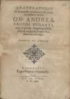 Gratulatoria in honorem eruditione ... Dn. Andreae Iacobi Holsati ...