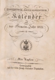 Historisch-genealogischer Kalender, 1822