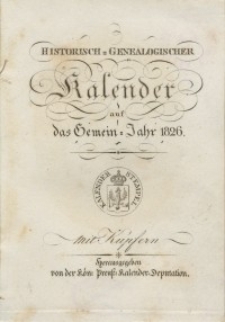 Historisch-genealogischer Kalender, 1826