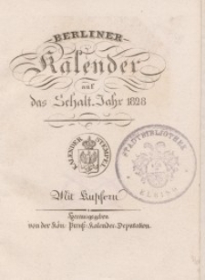 Berliner Kalender, 1828