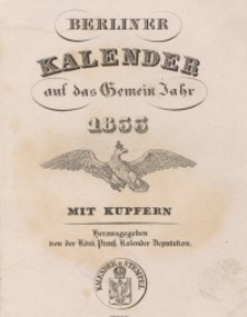 Berliner Kalender, 1833